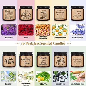 10 Jars Thank You Candles 3.5 oz Scented Inspirational Candle Gift Appreciation Gift Candles Gratitude Gift for Women Friends Mom Coworkers Teachers Employees Presents