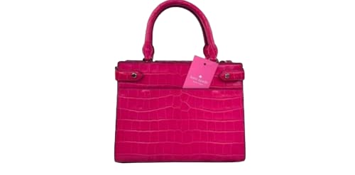 Kate Spade New York Small Staci Satchel Crossbody Shoulder Handled Bag (Pink Croc Embossed)