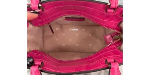 Kate Spade New York Small Staci Satchel Crossbody Shoulder Handled Bag (Pink Croc Embossed)