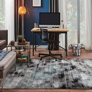 Rugshop Contemporary Distressed Geometric Stain Resistant High Traffic Living Room Kitchen Bedroom Dining Home Office Area Rug 8'x10' Black