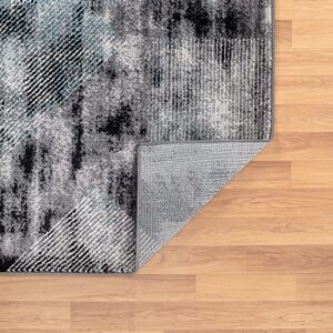 Rugshop Contemporary Distressed Geometric Stain Resistant High Traffic Living Room Kitchen Bedroom Dining Home Office Area Rug 8'x10' Black