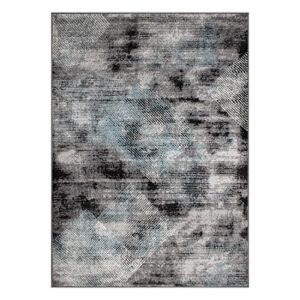 Rugshop Contemporary Distressed Geometric Stain Resistant High Traffic Living Room Kitchen Bedroom Dining Home Office Area Rug 8'x10' Black