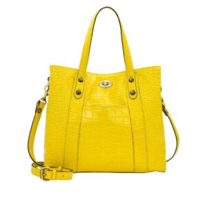 patricia nash darby small leather tote – yellow croc
