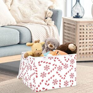 CaTaKu Christmas Candy Canes Storage Bins with Lids and Handles, Fabric Large Storage Container Cube Basket with Lid Decorative Storage Boxes for Organizing Clothes