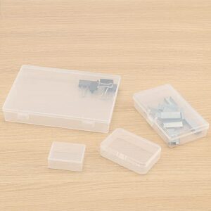 LEXININ 17 Pack 4 Sizes Rectangular Empty Mini Plastic Storage Box Containers, Plastic Organizer Storage Boxes with Hinged Lids, Small Plastic Box Craft Storage Containers for Organizing