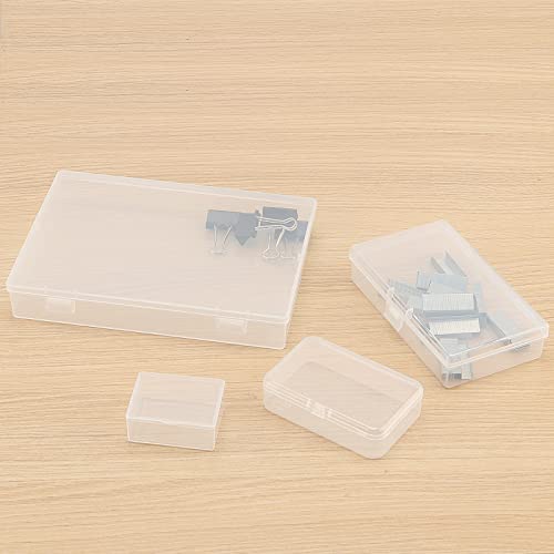 LEXININ 17 Pack 4 Sizes Rectangular Empty Mini Plastic Storage Box Containers, Plastic Organizer Storage Boxes with Hinged Lids, Small Plastic Box Craft Storage Containers for Organizing