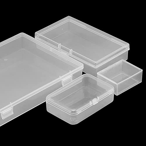 LEXININ 17 Pack 4 Sizes Rectangular Empty Mini Plastic Storage Box Containers, Plastic Organizer Storage Boxes with Hinged Lids, Small Plastic Box Craft Storage Containers for Organizing