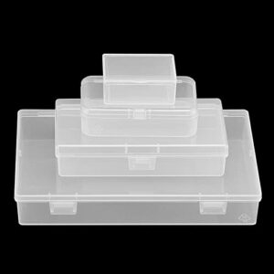 LEXININ 17 Pack 4 Sizes Rectangular Empty Mini Plastic Storage Box Containers, Plastic Organizer Storage Boxes with Hinged Lids, Small Plastic Box Craft Storage Containers for Organizing