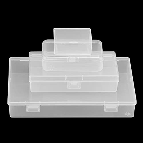 LEXININ 17 Pack 4 Sizes Rectangular Empty Mini Plastic Storage Box Containers, Plastic Organizer Storage Boxes with Hinged Lids, Small Plastic Box Craft Storage Containers for Organizing