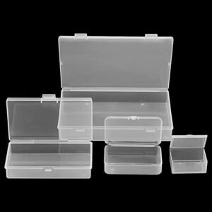 LEXININ 17 Pack 4 Sizes Rectangular Empty Mini Plastic Storage Box Containers, Plastic Organizer Storage Boxes with Hinged Lids, Small Plastic Box Craft Storage Containers for Organizing