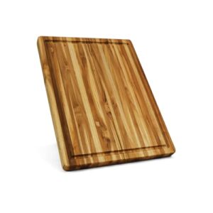 teak cutting board reversible chopping serving board multipurpose food safe thick board, extra large