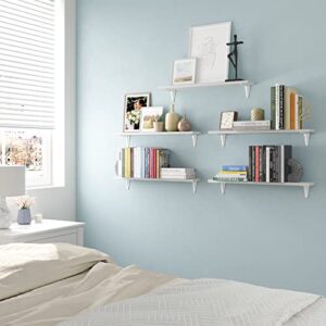 Wallniture Arras 24" Bathroom Shelves, Floating Shelves for Wall Storage, Bookshelf Living Room Decor, Kitchen Shelf Unit, White Wall Shelves for Bedroom Set of 5