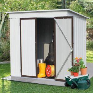 6′ x 4′ outdoor storage shed, metal garden shed, backyard storage shed with double lockable doors,can be used as bike shed, trash can shed, tool shed,pet shed,coffee