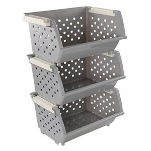 joyeen 3-pack stackable organizer basket bins, plastic stacking storage basket