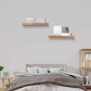 ZBOABRRI Wood Floating Shelves Wall Mounted, Rustic Wall Shelves for Bedroom Living Room Kitchen Bathroom Decor Set of 4 Light Brown