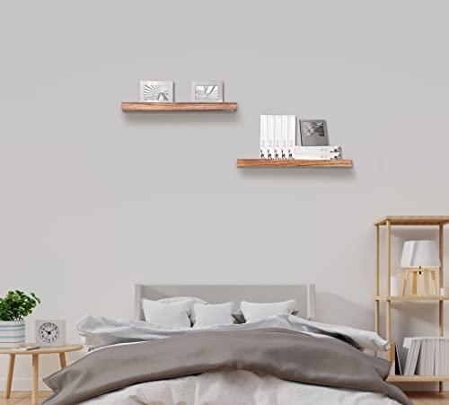 ZBOABRRI Wood Floating Shelves Wall Mounted, Rustic Wall Shelves for Bedroom Living Room Kitchen Bathroom Decor Set of 4 Light Brown