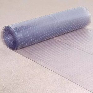 home must haves clear vinyl plastic premium deluxe pvc ribbed pattern floor runner protector for carpet (27″ wide)