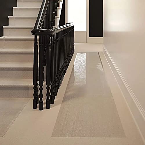 Home Must Haves Clear Vinyl Plastic Premium Deluxe PVC Ribbed Pattern Floor Runner Protector for Carpet (27" Wide)