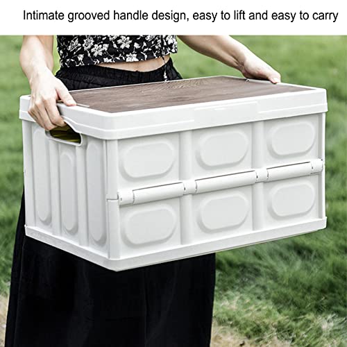 VTOSEN Collapsible Storage Bins, PP Storage Bins with Lids, Large Capacity Foldable Storage Container, Practical Convenient to Carry, Multifunctional Storage Box, for Camping Picnic (Beige)