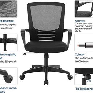 ANACCI Office Chair, Desk Chair with Rocking Back, Mid-Back Mesh Computer Chair with Adjustable Height, Drafting Chair Home Office