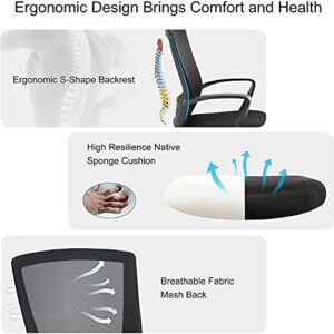 ANACCI Office Chair, Desk Chair with Rocking Back, Mid-Back Mesh Computer Chair with Adjustable Height, Drafting Chair Home Office