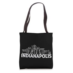 indianapolis indiana skyline silhouette outline sketch tote bag