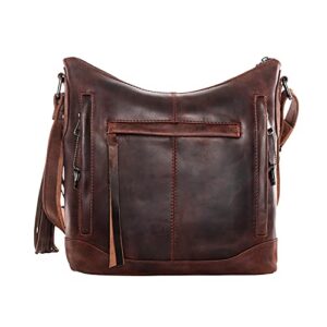 Locking Concealed Carry Purse Blake Leather Crossbody for Large-Frame Handgun (Dark Mahogany)