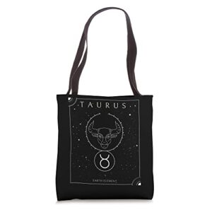 taurus earth element zodiac tote bag