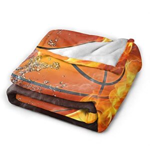 Cool Basketball Ball Throw Blanket Super Soft Warm Boy Bedding Bed Blankets for Couch Bedroom Sofa Office Car, All Season Cozy Flannel Plush Blanket for Girls Boys Adults, 60"X50"