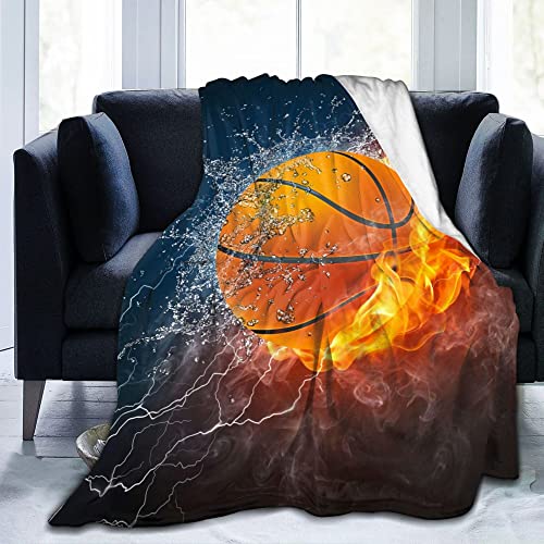 Cool Basketball Ball Throw Blanket Super Soft Warm Boy Bedding Bed Blankets for Couch Bedroom Sofa Office Car, All Season Cozy Flannel Plush Blanket for Girls Boys Adults, 60"X50"