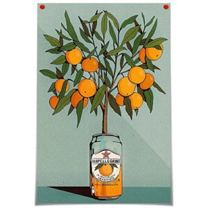 dfaiuy vintage plant orange tree canvas wall art retro green botanical fruit posters modern minimalist pop-top can prints paintings leaves artwork decor for kitchen bathroom decor 12x16in unframed