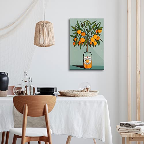 DFAIUY Vintage Plant Orange Tree Canvas Wall Art Retro Green Botanical Fruit Posters Modern Minimalist Pop-top Can Prints Paintings Leaves Artwork Decor for Kitchen Bathroom Decor 12x16in Unframed