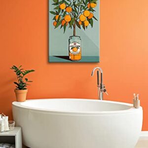 DFAIUY Vintage Plant Orange Tree Canvas Wall Art Retro Green Botanical Fruit Posters Modern Minimalist Pop-top Can Prints Paintings Leaves Artwork Decor for Kitchen Bathroom Decor 12x16in Unframed