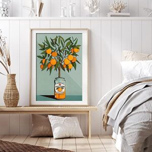 DFAIUY Vintage Plant Orange Tree Canvas Wall Art Retro Green Botanical Fruit Posters Modern Minimalist Pop-top Can Prints Paintings Leaves Artwork Decor for Kitchen Bathroom Decor 12x16in Unframed