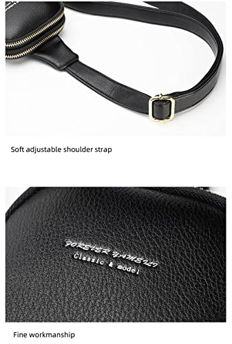 Bisadon Women Chest Bag Sling Backpacks Small Crossbody PU Leather Daypacks for Women Shopping Travel Fashion Shoulder Strap Black