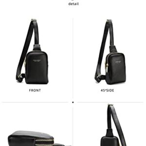 Bisadon Women Chest Bag Sling Backpacks Small Crossbody PU Leather Daypacks for Women Shopping Travel Fashion Shoulder Strap Black