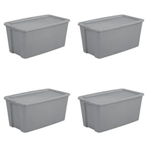 lugema 50 gallon tote storage box plastic with set of 4,stackable storage container bin box tote for home & classroom, titanium