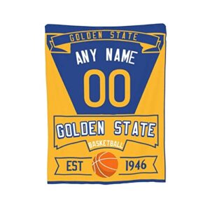 Custom Basketball Throw Blankets Personalized Ultra-Soft Micro Fleece Blankets with Name Numbers for Fans Gifts