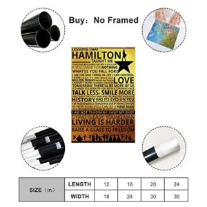 Lessons That Hamilton Taught Me Poster Wall Art Decor Canvas Printing Room Decoration Canvas Poster Wall Art Decor Print Picture Paintings for Living Room Bedroom Decoration Unframe-style 12x18inch(30