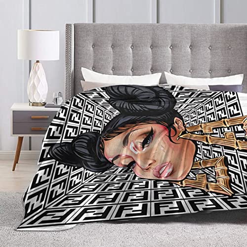 Nicki Rapper Singer Minaj Band Throw Blanket Soft Cozy Flannel Blankets Decor for Bed Couch Living Room Travel Outdoor 80"X60"