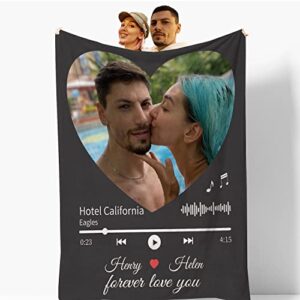 hiwowhi custom blanket with text photos collage customized throw personalized blankets for adult kid birthday wedding christmas halloween fathers mothers valentines day gift couch sofa bedroom