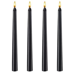 10 inch taper candles – 4 pack unscented dripless & smokeless home décor – perfect for dinner, party, wedding, halloween, & churches & votive candles.(9.9, black)