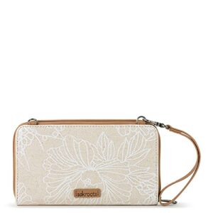 Sakroots Large Smartphone Crossbody, White Flower Blossom