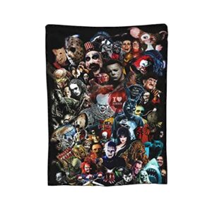 Halloween Horror Movies Throw Blanket Super Soft Flannel Air Conditioning Blanket for Couch Sofa Chair Office Travelling Camping Gift in All Seasons,50×40inch