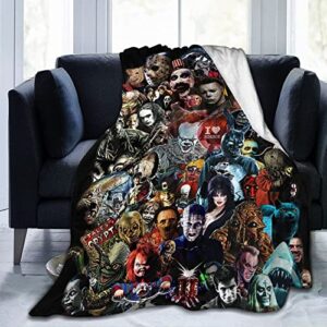 Halloween Horror Movies Throw Blanket Super Soft Flannel Air Conditioning Blanket for Couch Sofa Chair Office Travelling Camping Gift in All Seasons,50×40inch