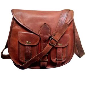shy shy let’s touch the sky 10x13 inch leather crossbody bags purse women shoulder bag satchel ladies tote saddle travel purse full grain leather (tan brown)