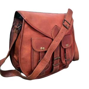 Shy Shy Let's Touch The Sky 10X13 Inch Leather crossbody bags Purse Women Shoulder Bag Satchel Ladies Tote Saddle Travel Purse full grain Leather (Tan Brown)