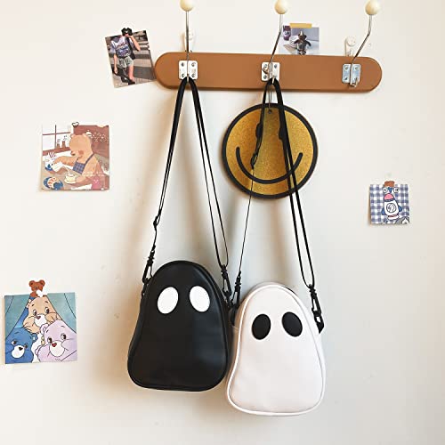 PU Leather Funny Ghost Bag, Halloween Purse Crossbody Bag, Devil Messenger Shoulder Bag for Woman (White)