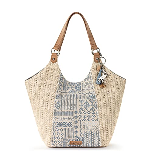 Sakroots Roma Straw Shopper, Lake Tribal Beauti