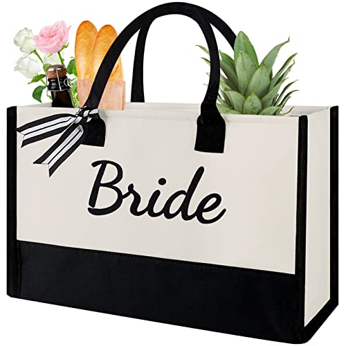 Canvas Tote Bag for Bride Gifts Bridal Shower Bachelorette Party bridesmaids Mrs Wifey Women Best Top-handle Personalized Bags Wedding Couples Unique Monogrammed Engagement Honeymoon Newlyweds Present